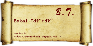 Bakai Tádé névjegykártya